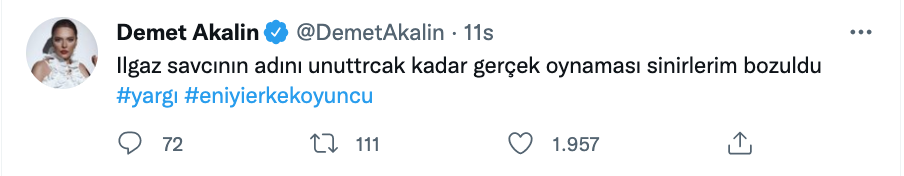 demet akalin dan yargi dizisi ve kaan urgancioglu ile ilgili gundem olan yorum